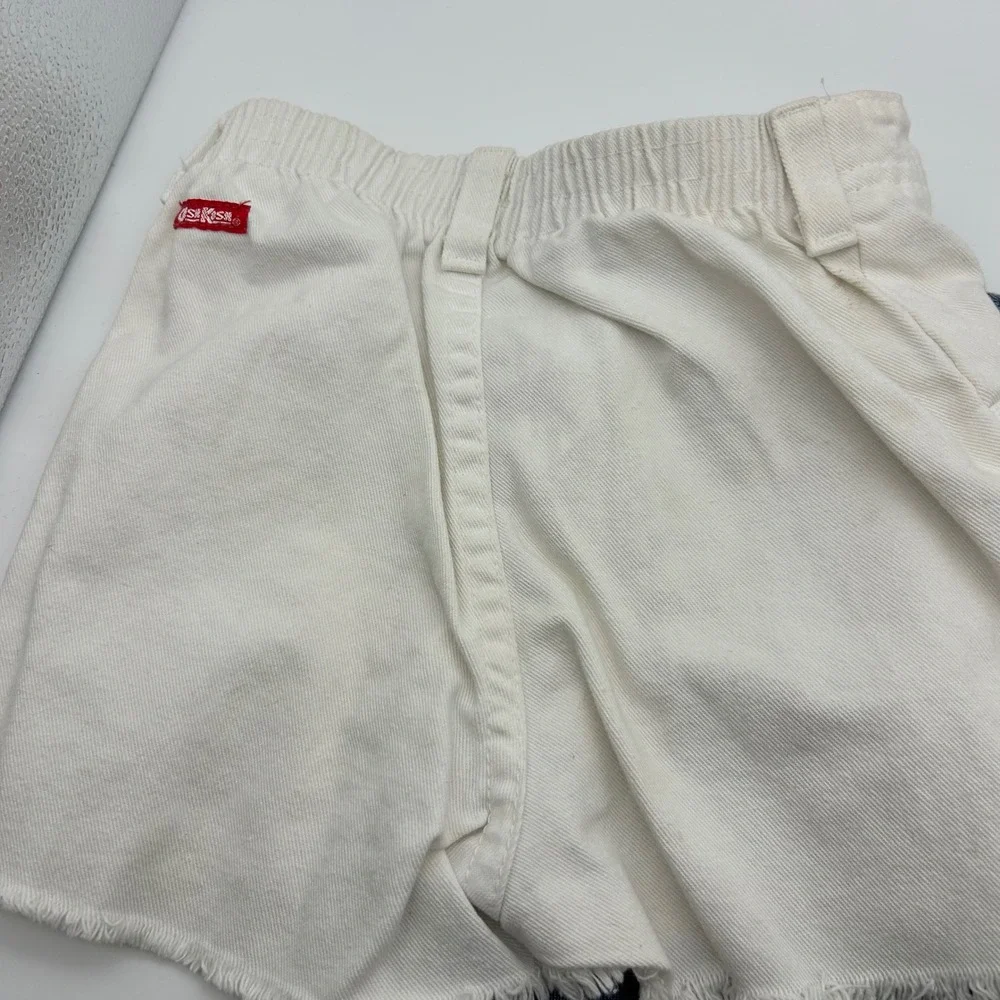 OshKosh Bgosh Vintage 4T Denim Shorts Set White Star Blue Floral Embroidered 90s